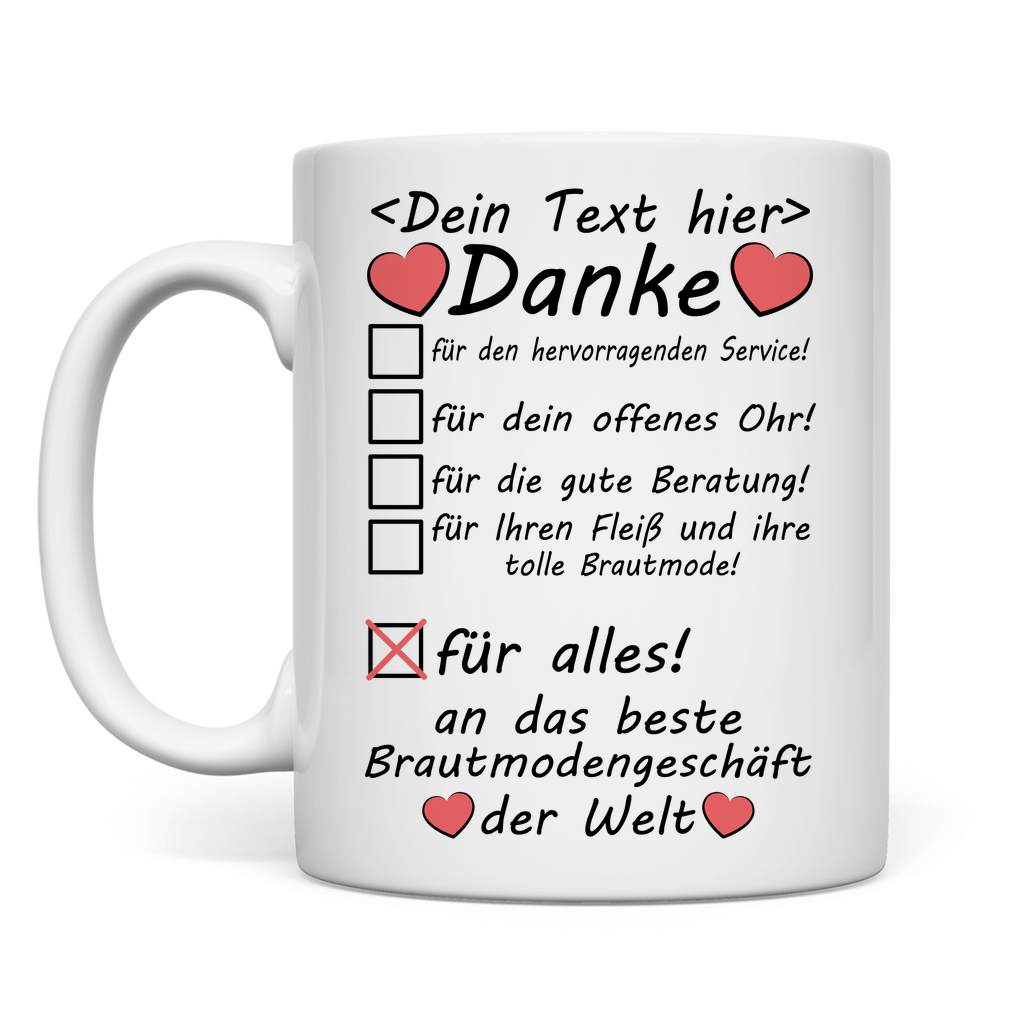 Danke an Brautmodengeschäft | Tasse | Geschenk