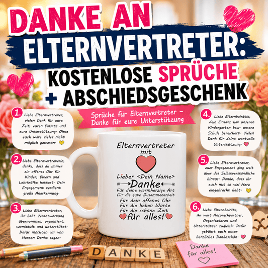 Danke an Elternvertreter: Kostenlose Sprüche + Abschiedsgeschenk" ,10 Texte für Elternvertreter – Danke für eure Unterstützung Kostenlos zum Kopieren – für Karte, WhatsApp oder Mail
