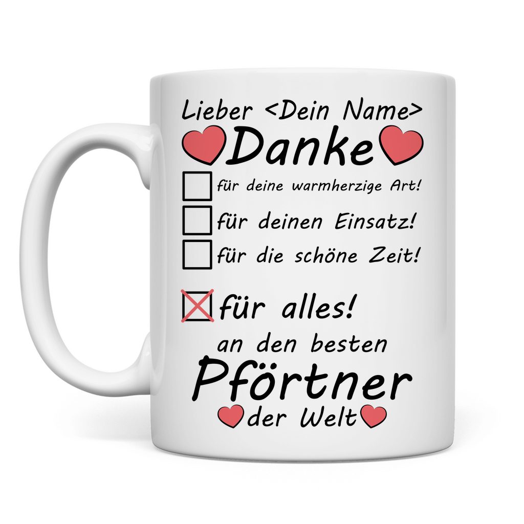 Danke an Pförtner | Geschenk | Tasse besten mit Herz