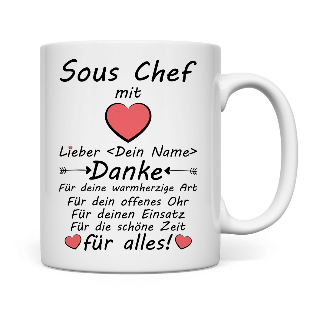Danke an Sous Chef - Tasse zum Abschied - Stellvertretende Küchenchef Geschenk