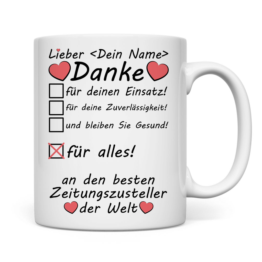 Danke an Zeitungsboten | Tasse | Geschenk