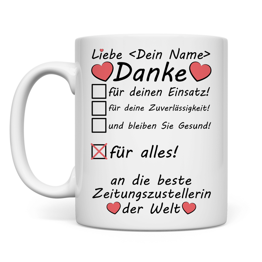 Danke an Zeitungsfrau | Tasse | Geschenk