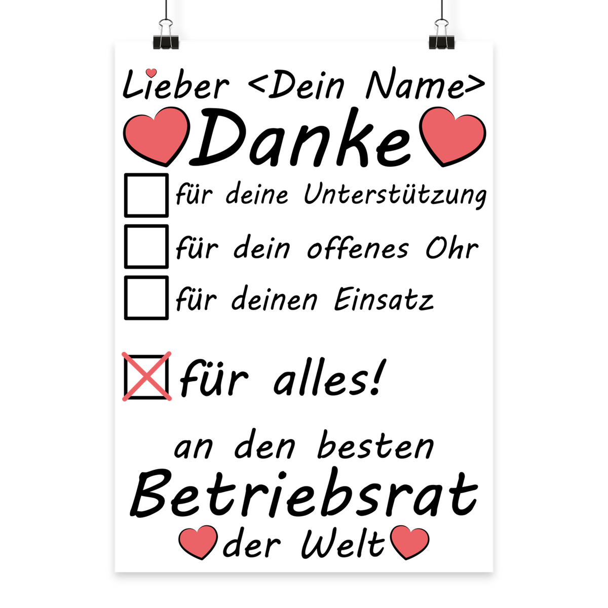 Betriebsrat Abschiedsgeschenk Poster DIN A3, Fine-Art-Print zur Verabschiedung, individuell mit Namen personalisiert
