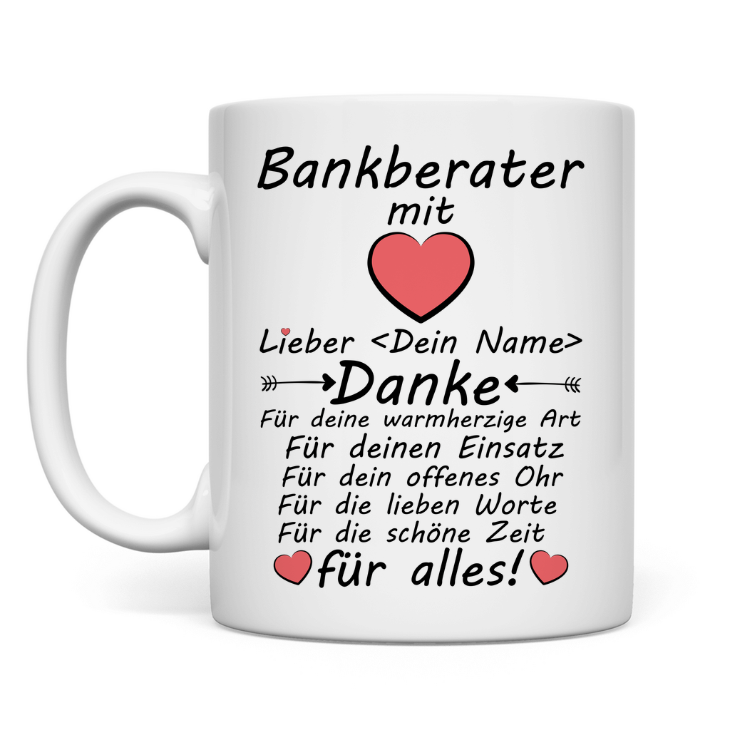 Danke an besten Bankberater | Geschenk Tasse mit Herz