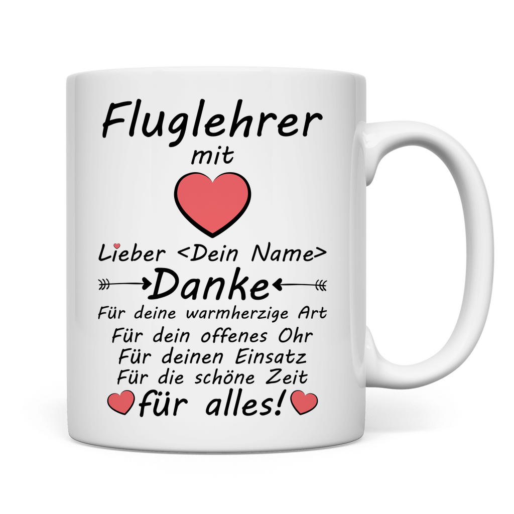Danke sagen an Fluglehrer - Dankeschön Tasse - Geschenk zum Abschied