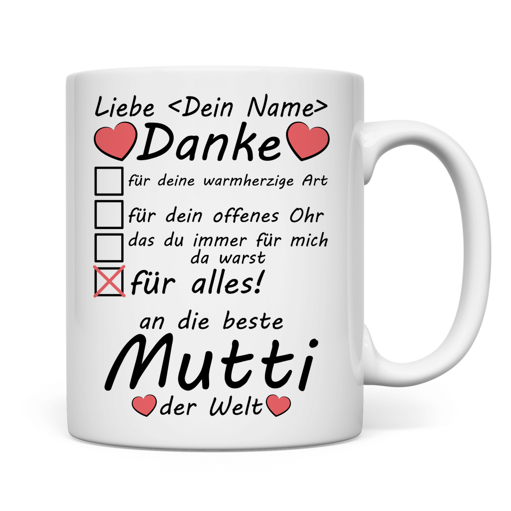 Danke beste Mutti | Muttertag Geschenk Tasse der Welt rückseite