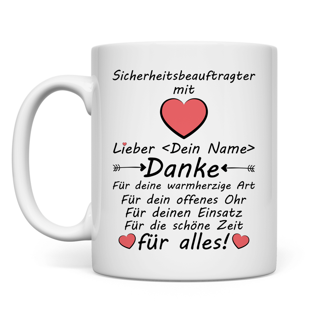 Danke an besten Sicherheitsbeauftragter - Dankeschön Tasse - Geschenk zum Abschied