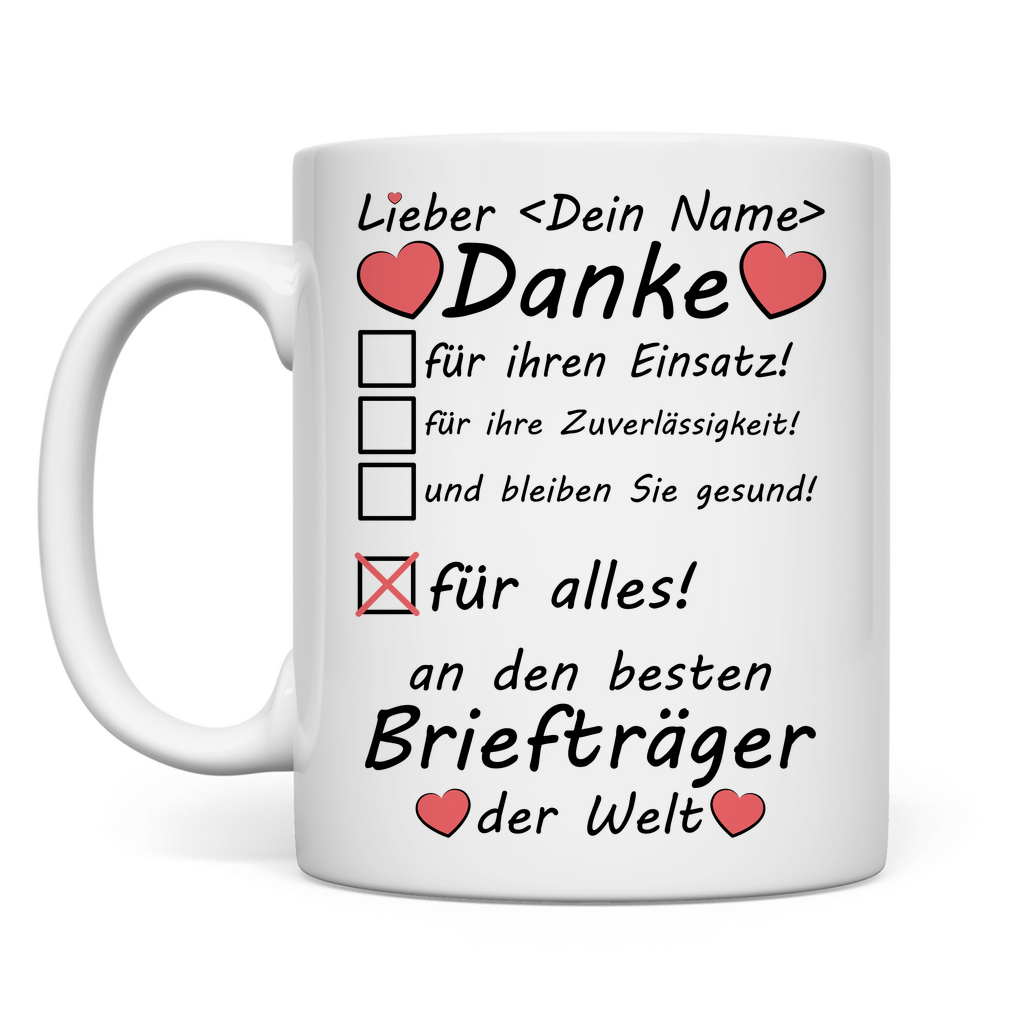 Danke an den Briefträger - Tasse - Weihnachtsgeschenk