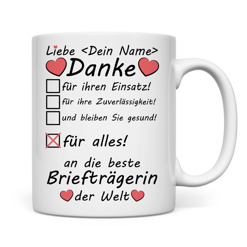 Danke an den Briefträger - Tasse - Weihnachtsgeschenk