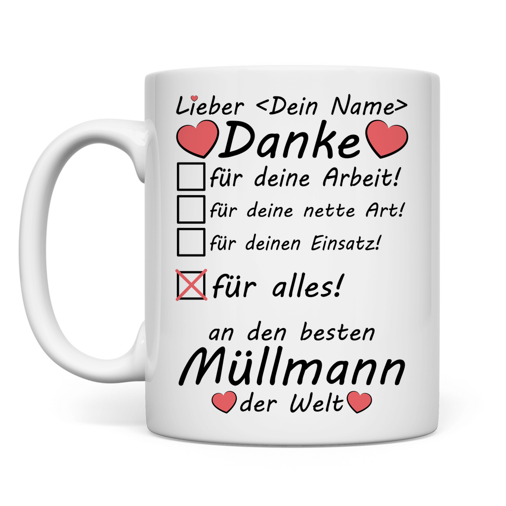 Danke sagen an die Müllmänner | Tasse