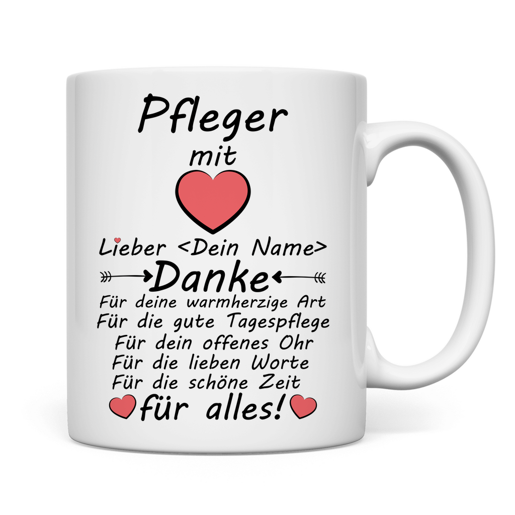 Danke sagen an Tagespflege | Abschiedsgeschenk Pfleger mit Herz rückseite