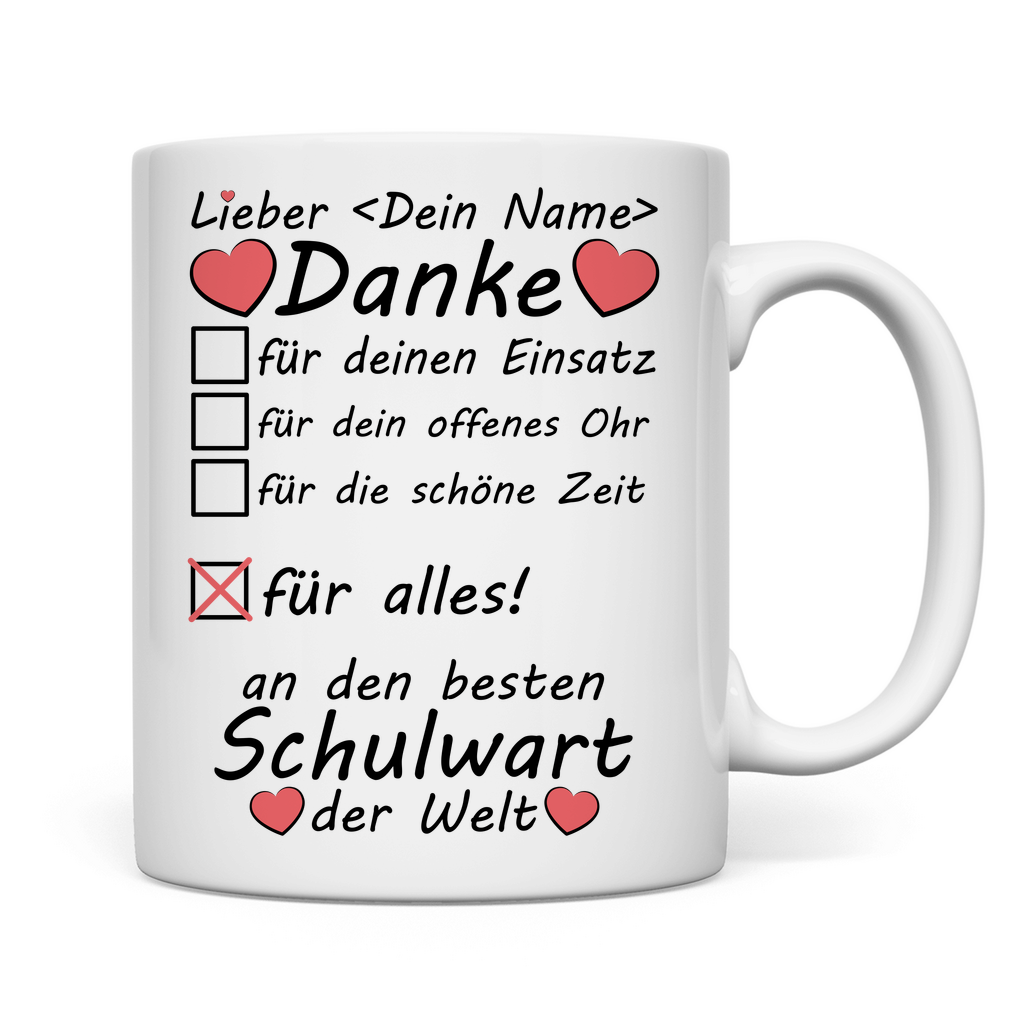 Danke an Schulwart | Geschenk | Tasse