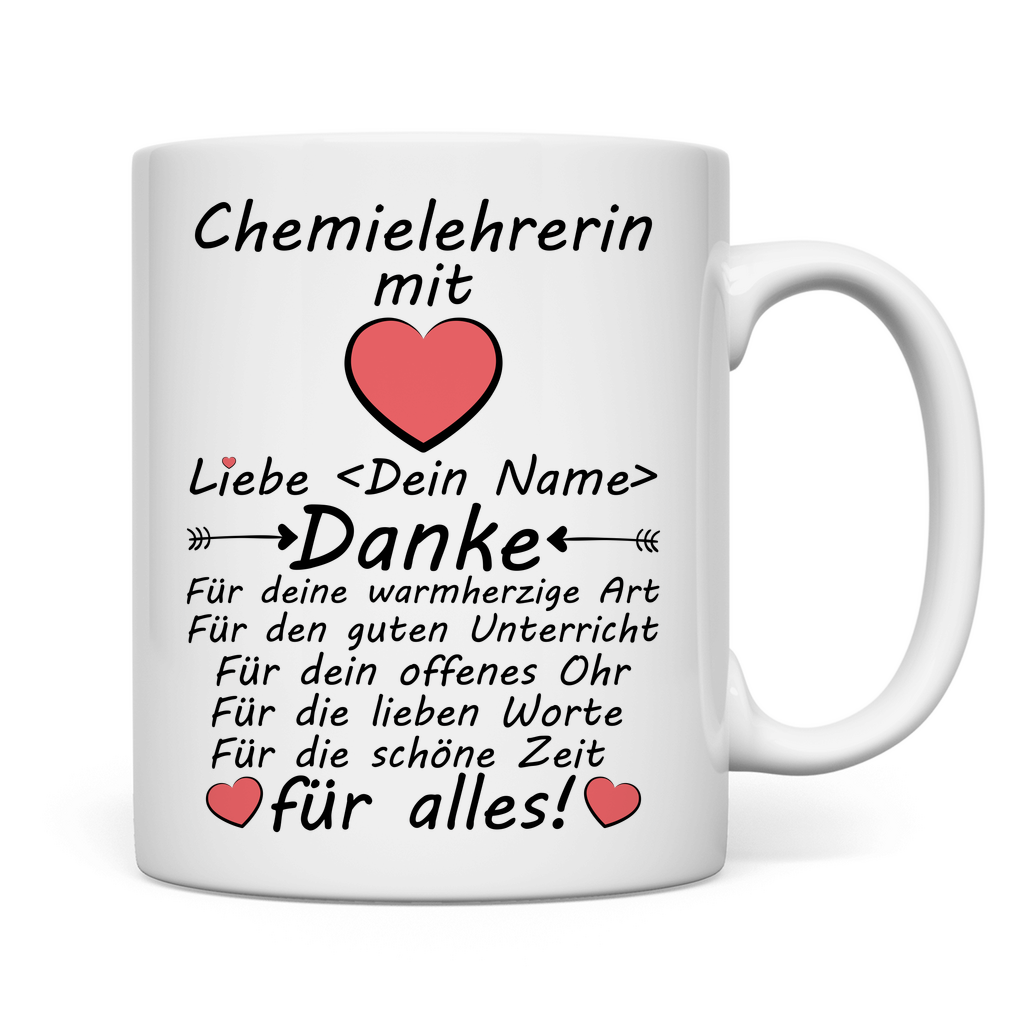 Danke sagen für Chemielehrerin | Tasse Geschenk mi Herz