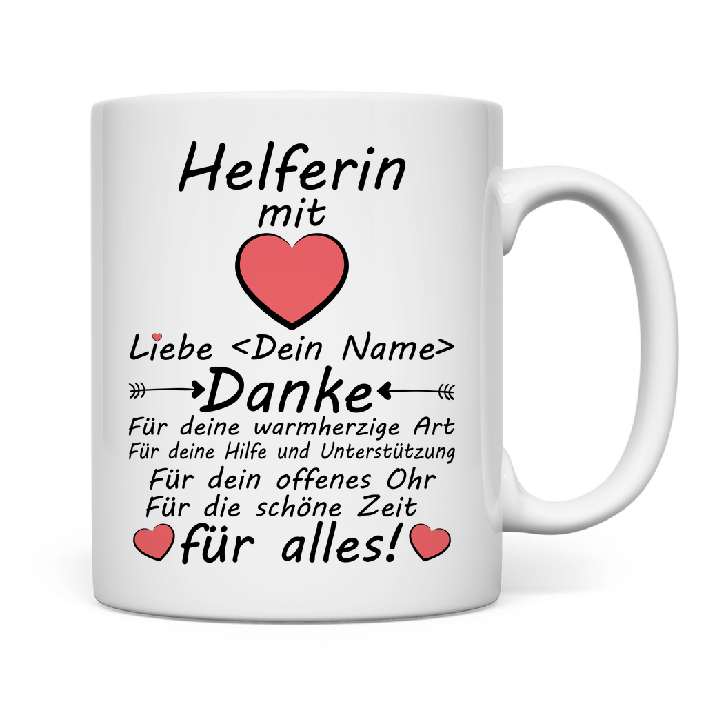 Personalisierte Keramiktasse für freiwillige Helfer – Dankeschön-Geschenk mit Namen