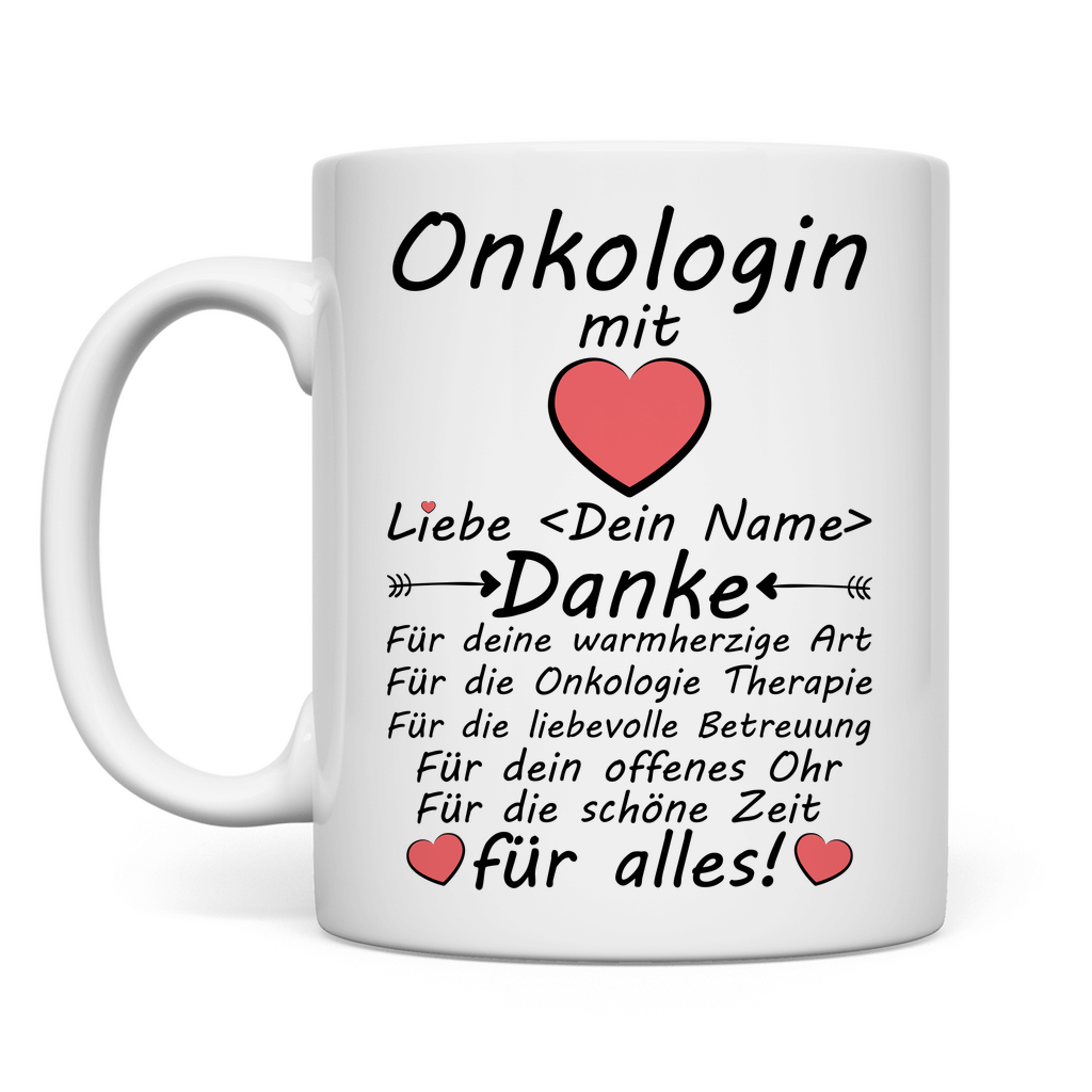Personalisierte Keramiktasse Danke an Onkologen mit individuellem Namen