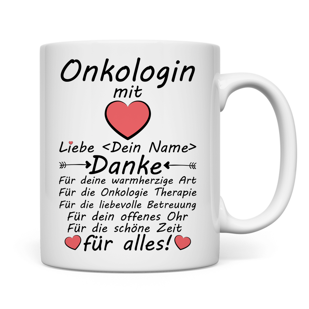Personalisierte Keramiktasse Danke an Onkologen mit individuellem Namen
