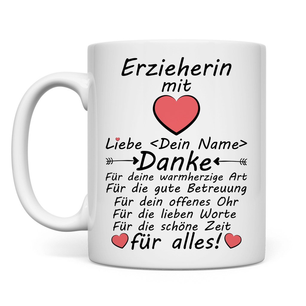 Personalisierte Tasse Erzieherin Dankeschön – mit Wunschname
