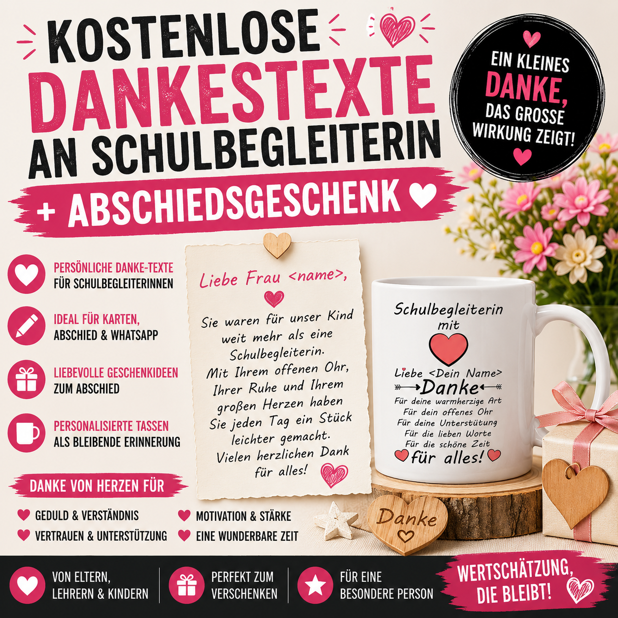 Kostenlose Dankestexte an Schulbegleiterin + Abschiedsgeschenk. Danke an die Schulbegleiterin – persönliche Worte, Sprüche &amp; Geschenkideen zum Abschied
