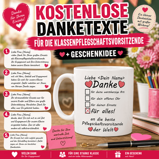 Kostenlose Dankestexte für die Klassenpflegschaftsvorsitzende + Geschenkidee. Die folgenden Dankestexte eignen sich ideal für eine Grußkarte oder als persönliche Botschaft zu einem kleinen Geschenk