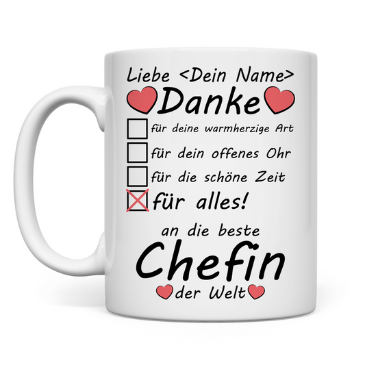 Danksagung an beste Chefin der welt Abschied Ruhestand Rente | Tasse