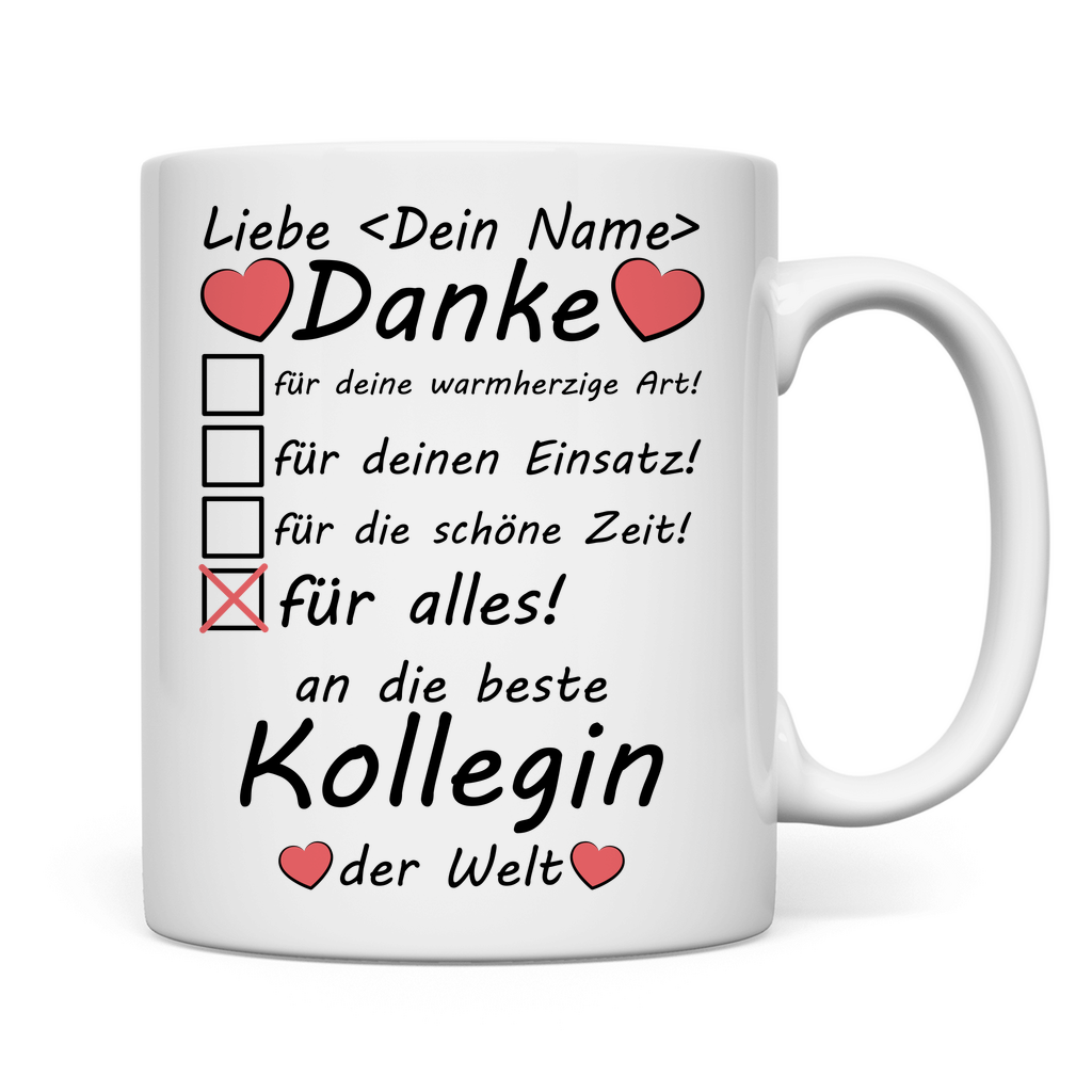 Danksagung an beste Kollegin Verabschiedung | Tasse