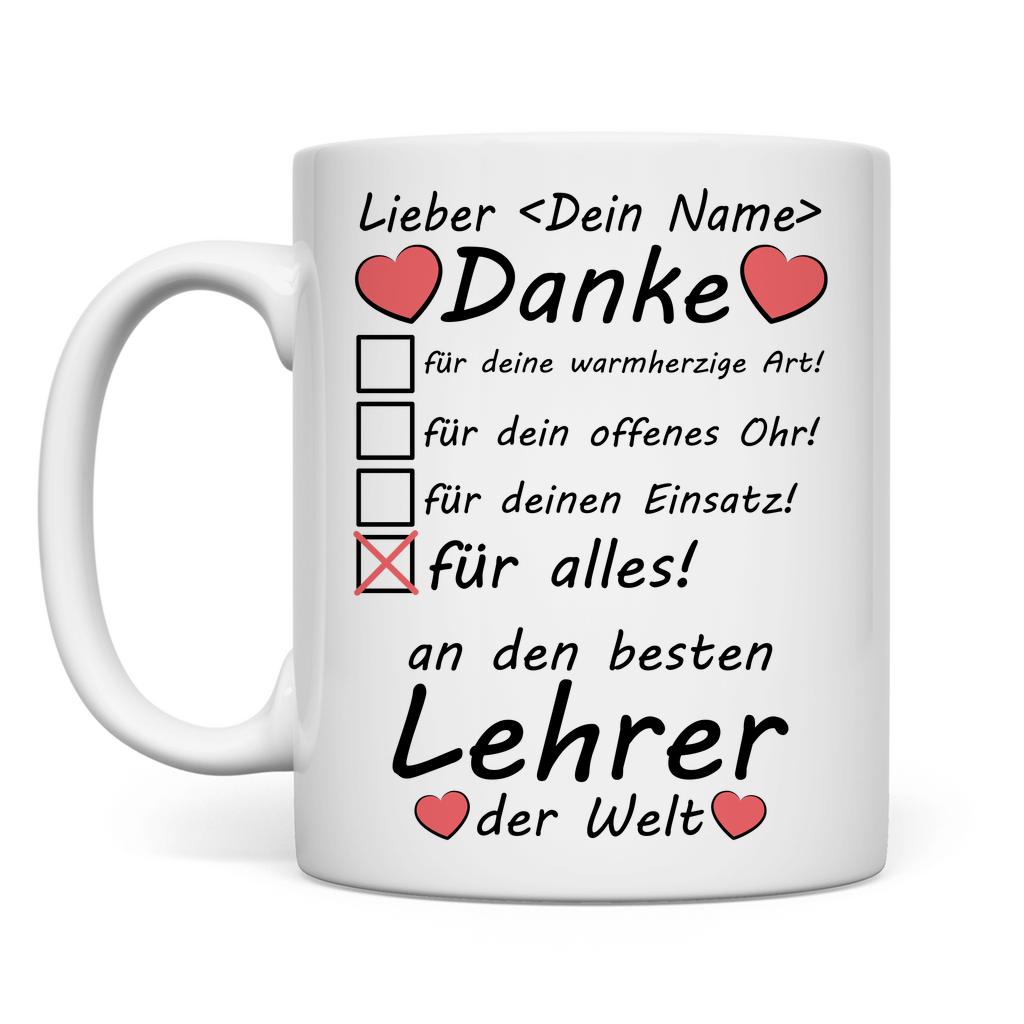 Danksagung an Lehrer | Schuljahresende 1. Klasse Tasse 