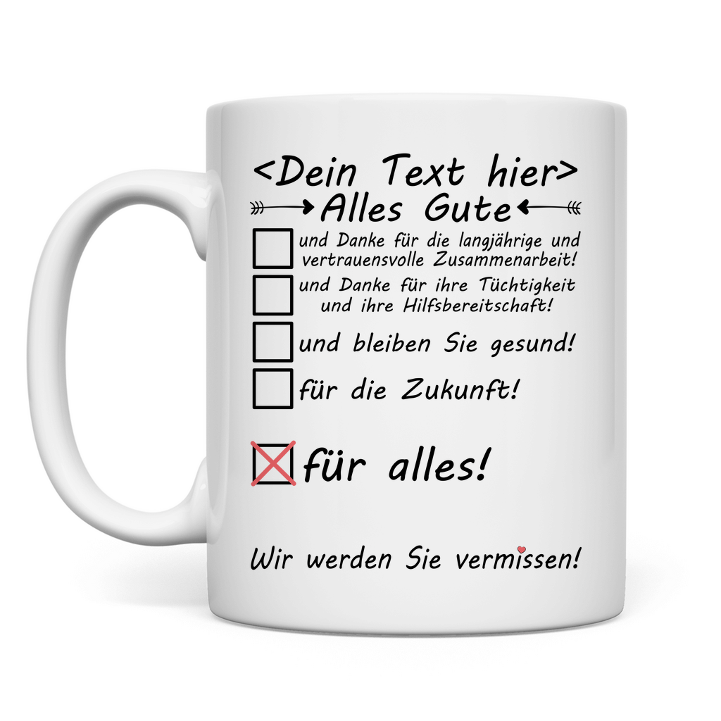 danksagung kollegen gute zusammenarbeit abschiedsgeschenk Tasse