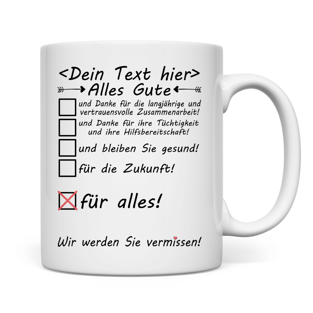 Danksagung für Kollegen zum Abschied | Tasse