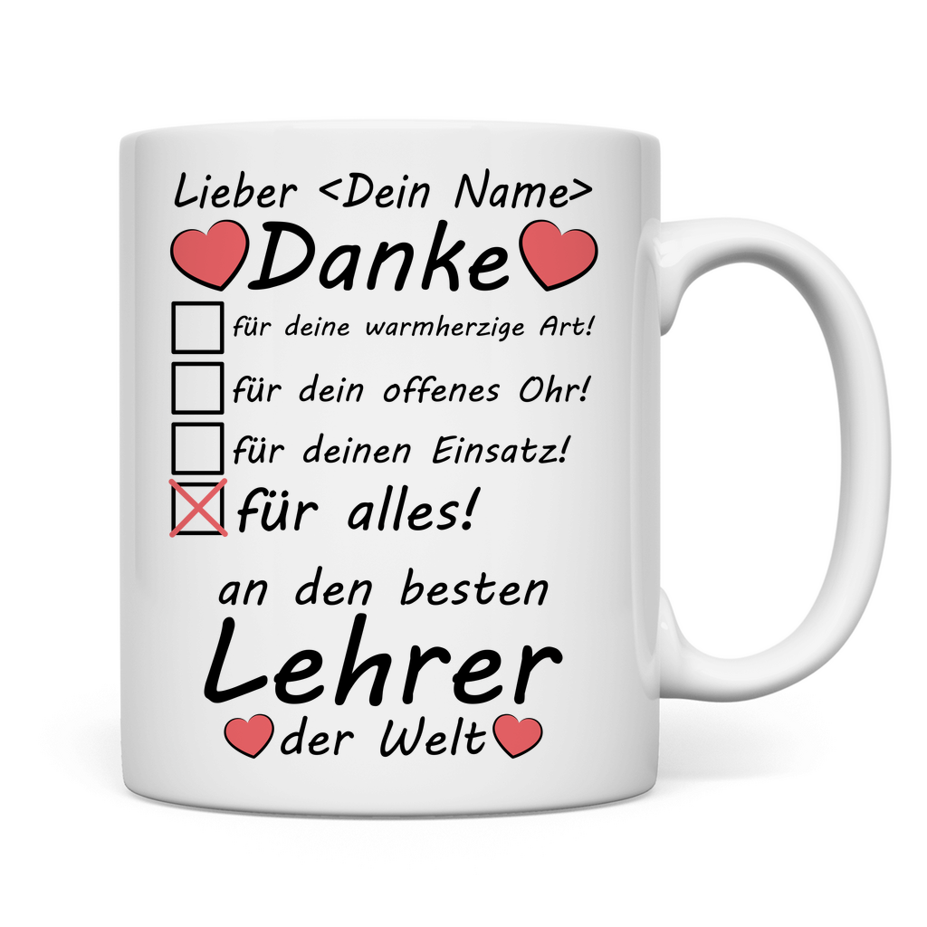 Danksagung für Lehrer Abschied | von Eltern | Tasse
