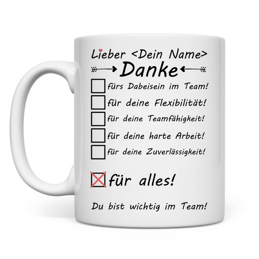 Du bist wichtig im Team - Tasse - Mitarbeiter Motivation - Geschenk