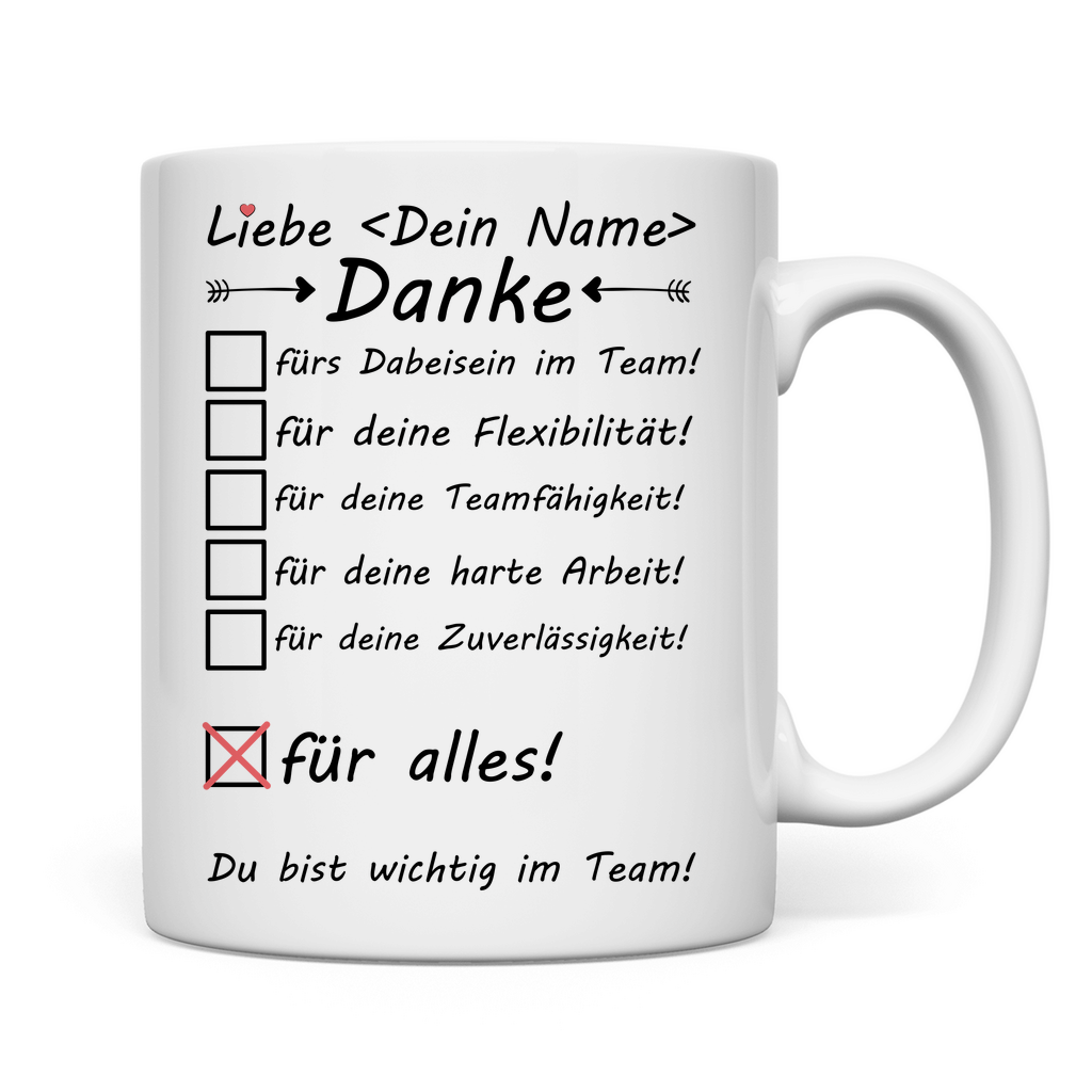 Du bist wichtig im Team - Tasse - Mitarbeiter Motivation - Geschenk