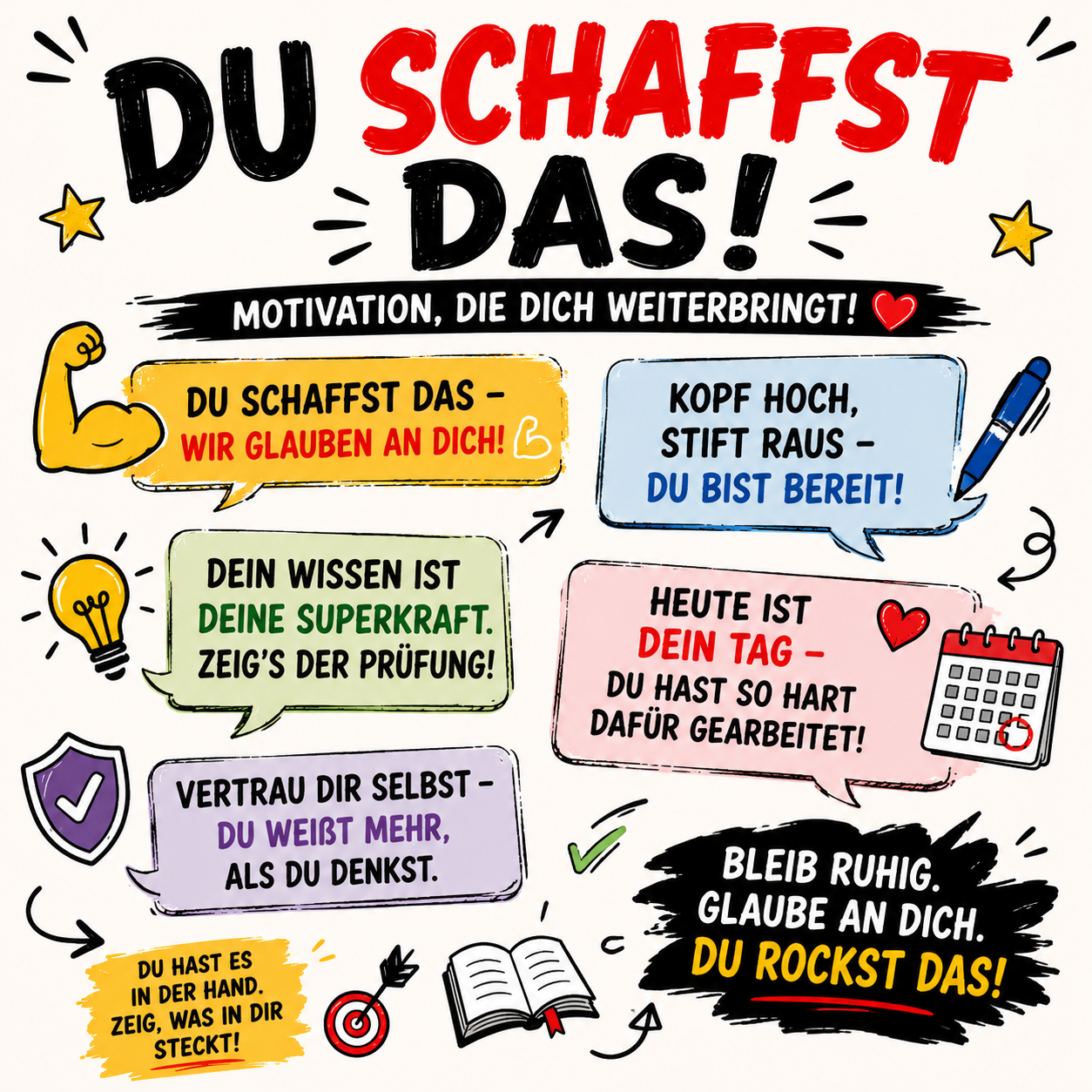 viel glück du schaffst das für prüfung Sprüche zur Motivation 