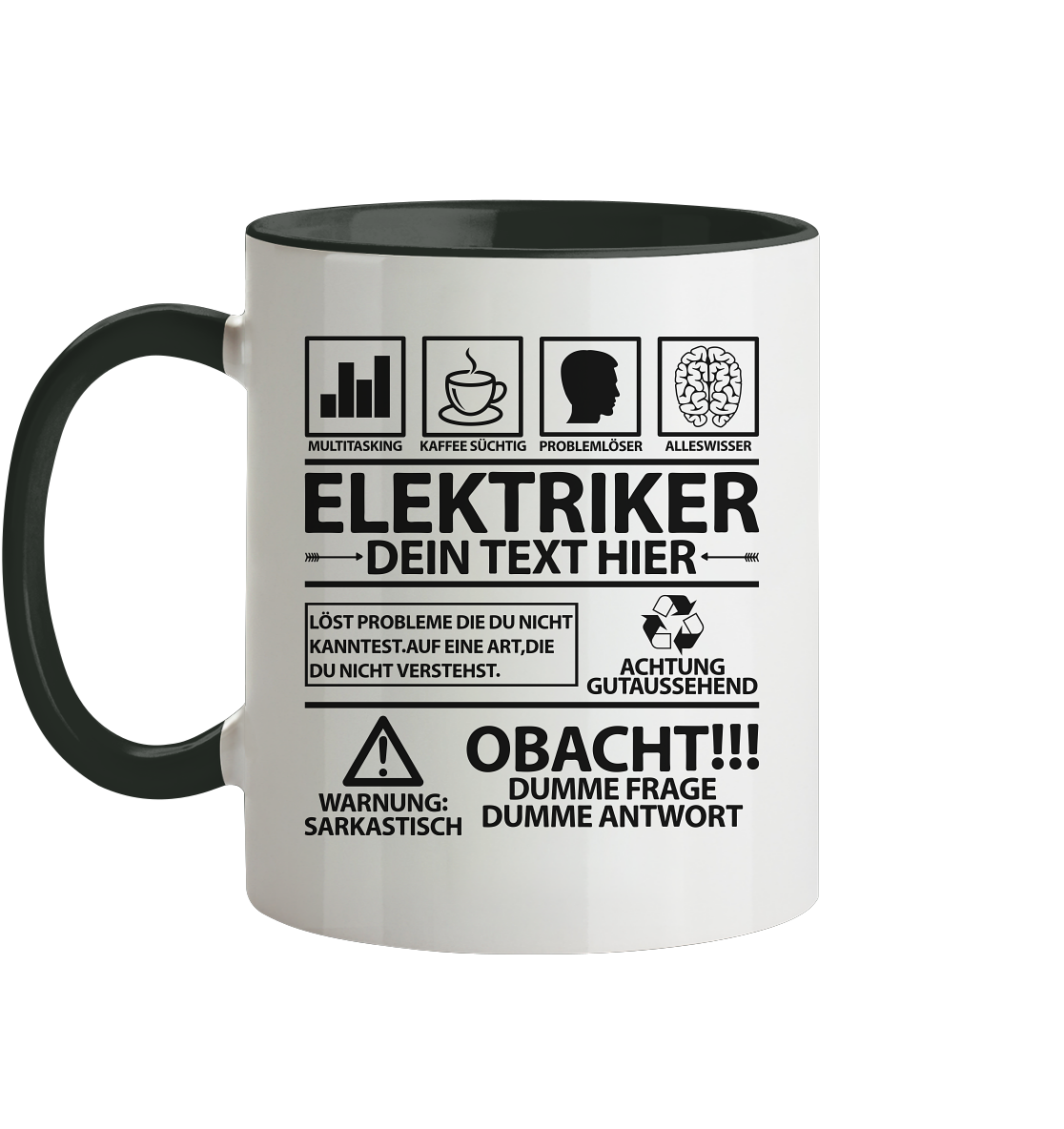 Personalisierte Elektriker Tasse mit Namen lustiger Spruch
