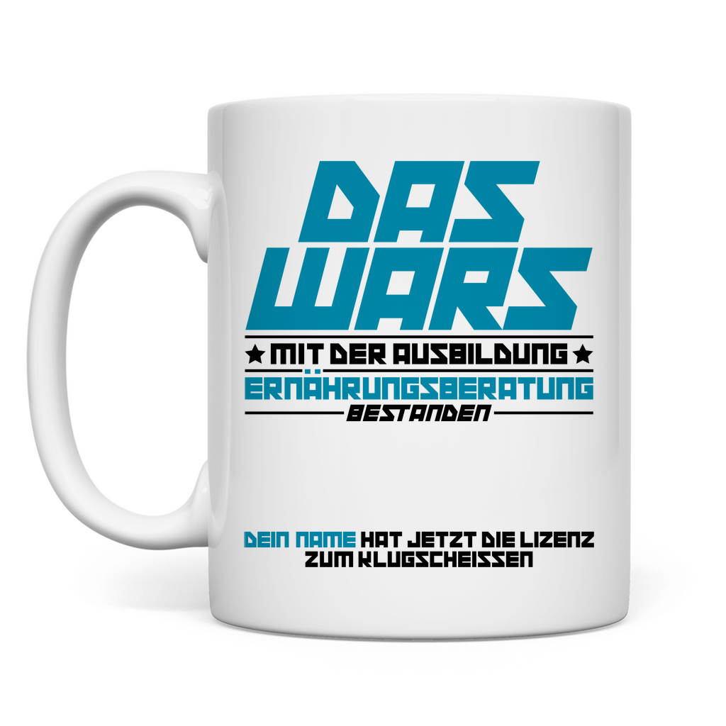 ernährungsberater ernährungscoach ausbildung abschluss prüfung bestanden Tasse