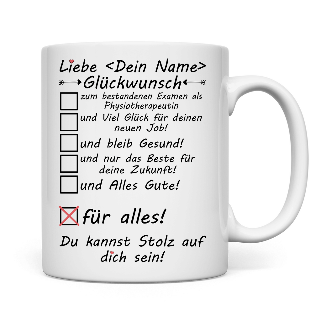 Examen Glückwünsche | Physiotherapeut | Tasse