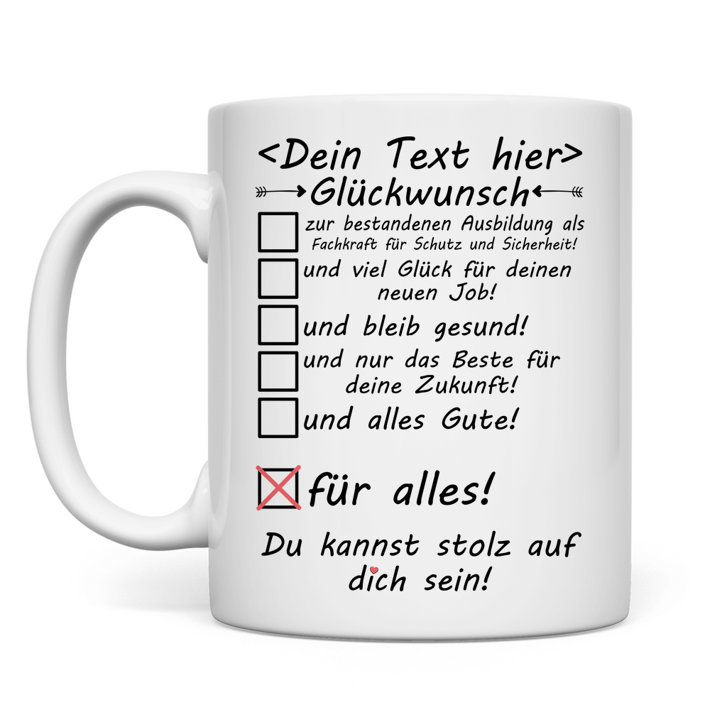 Fachkraft fü sicherheitsdienst prüfung ausbildung bestanden tasse