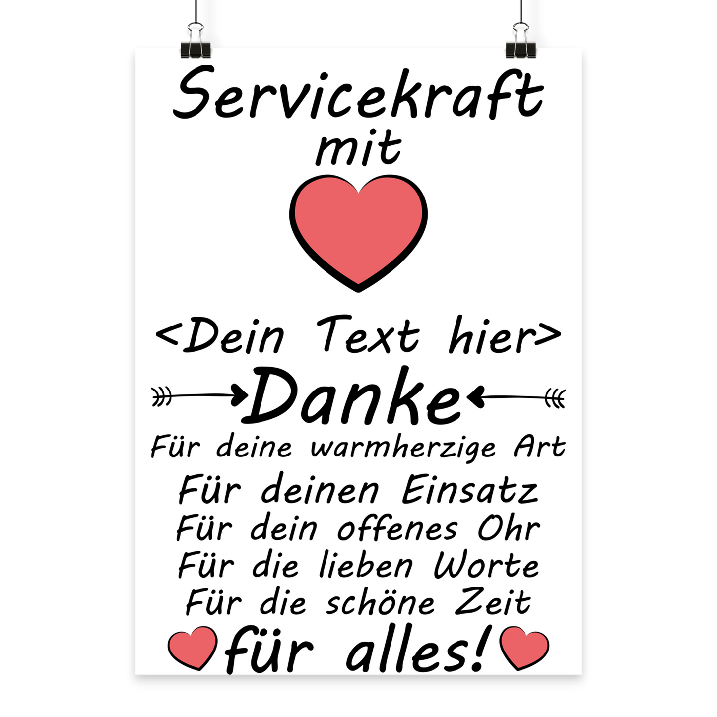 Fine-Art-Poster zur Wertschaetzung von Servicepersonal in der Gastronomie, individuell personalisierbar
