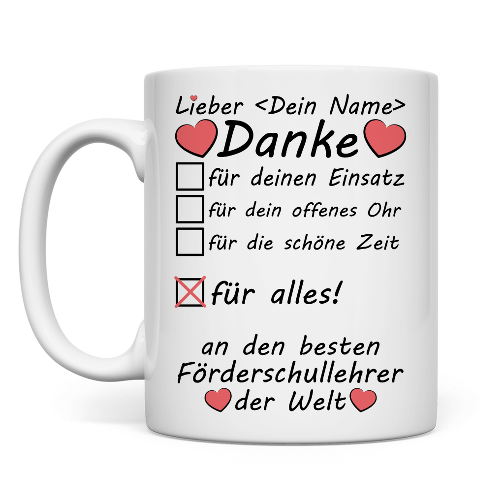 Förderschullehrer Geschenk - Tasse um Danke zu sagen - Abschiedsgeschenk für Lehrer an der Förderschule