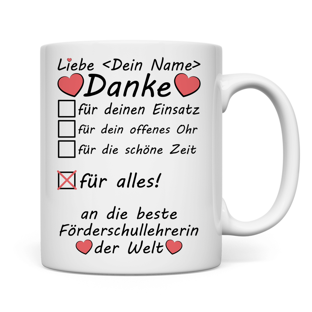 Förderschullehrer Geschenk - Tasse um Danke zu sagen - Abschiedsgeschenk für Lehrer an der Förderschule