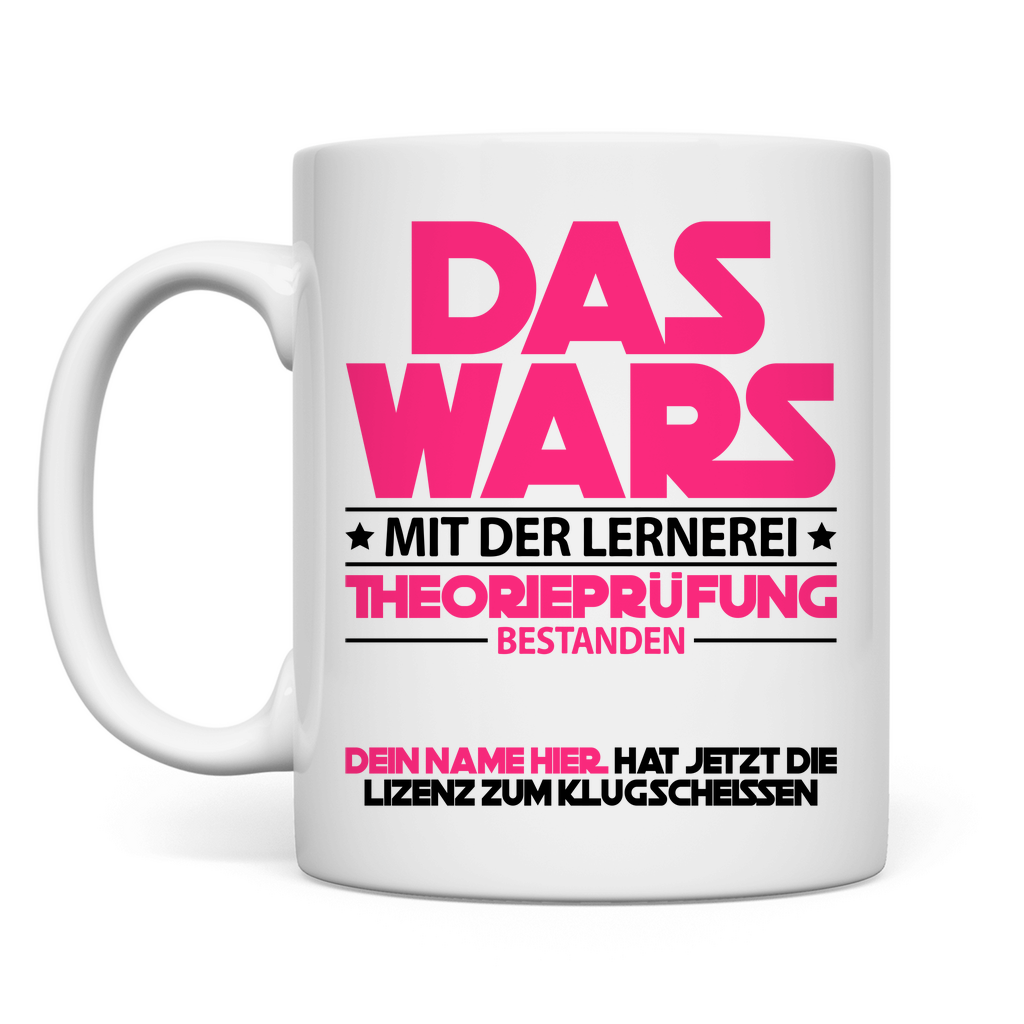 Personalisierte Kaffeetasse – Geschenk zur bestandenen Führerschein-Theorie mit Namen