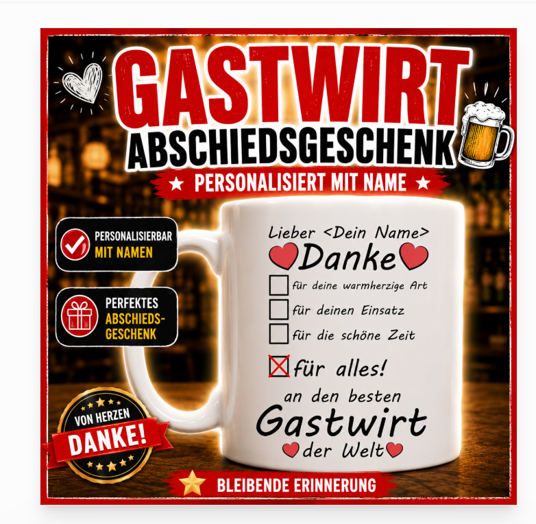 Beste Gastwirt der Welt Abschiedsgeschenk - Personalisierte Tasse mit Namen