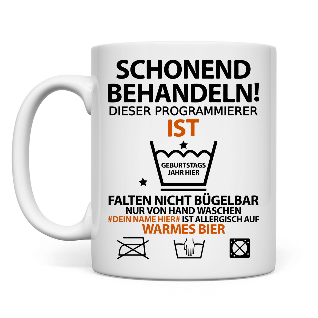 Geburtstagsgeschenk Programmierer – personalisierte Tasse mit lustigem Spruch