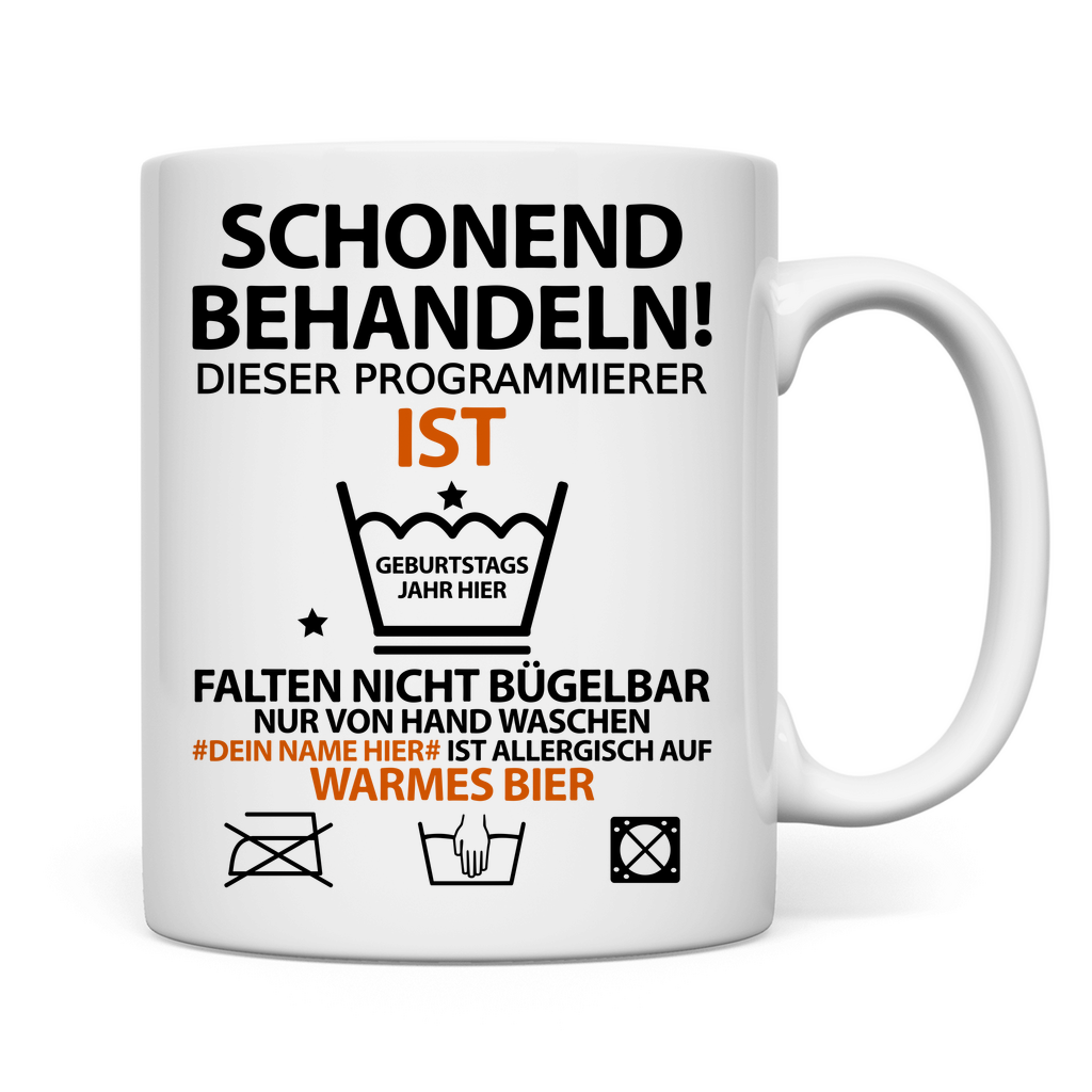 Geburtstagsgeschenk Programmierer – personalisierte Tasse mit lustigem Spruch