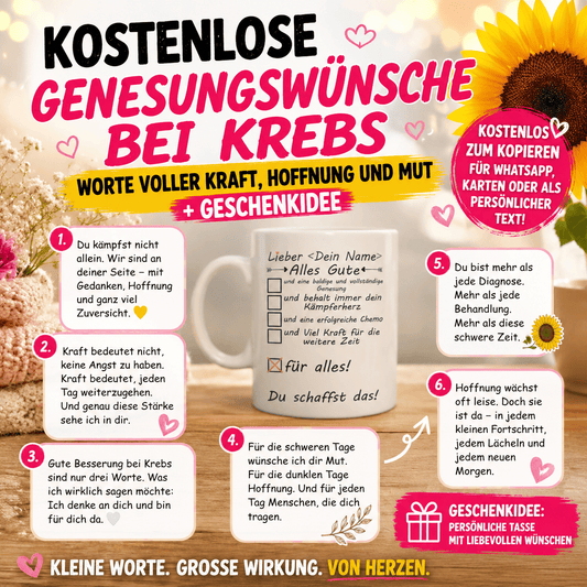 Genesungswünsche bei Krebs – Worte voller Kraft, Hoffnung und Mut + Geschenkidee ,Kostenlos zum Kopieren für WhatsApp, Karten oder als persönlicher Text für eine Geschenkidee