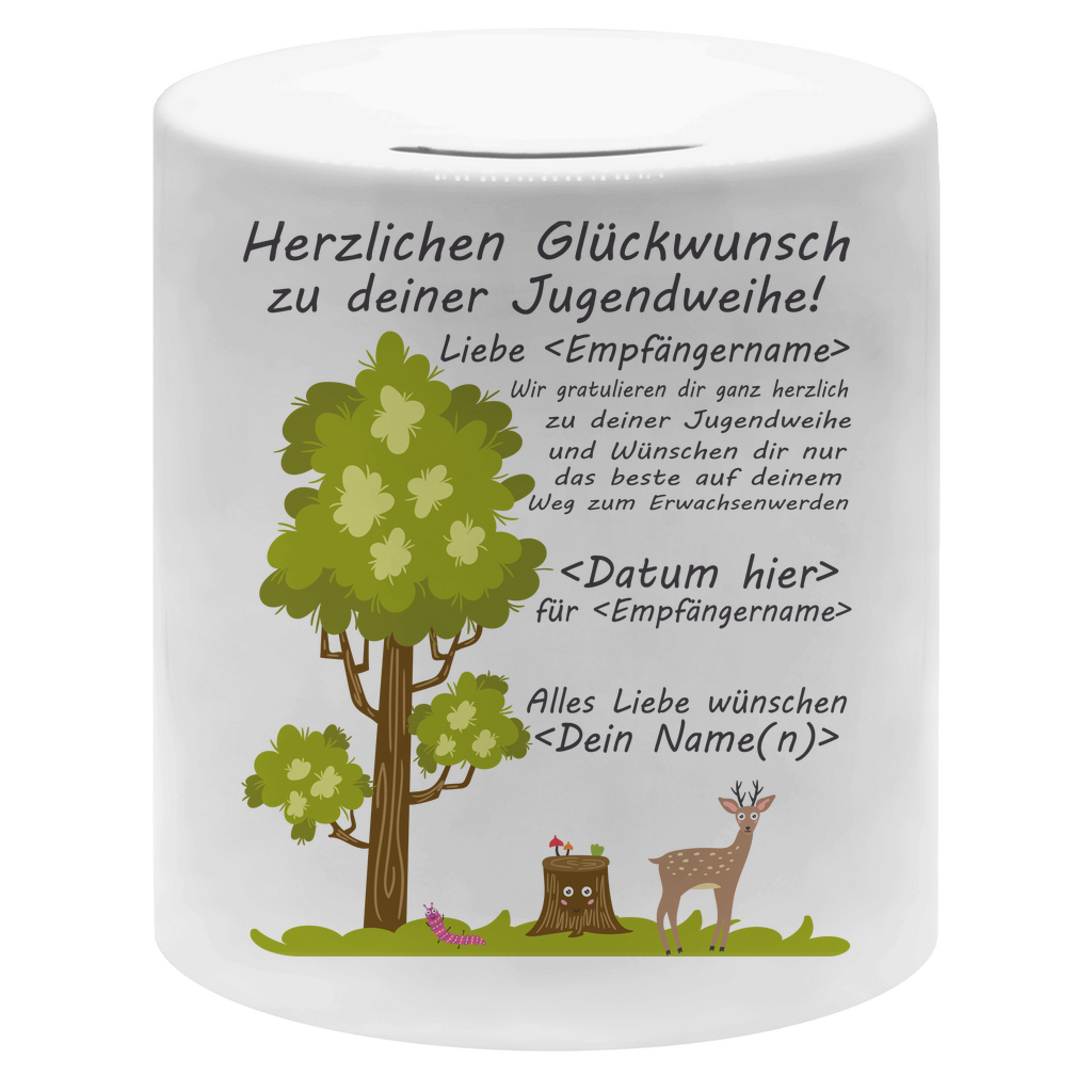 Glückwünsche Jugendweihe Spardose | Datum | Name