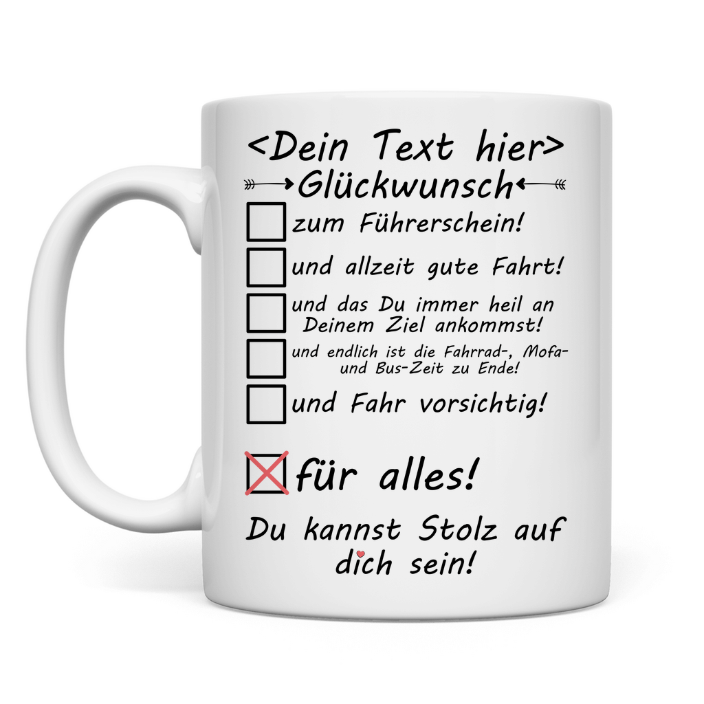 10 Glückwünsche zum Führerschein mit 17 + personalisierte Tasse