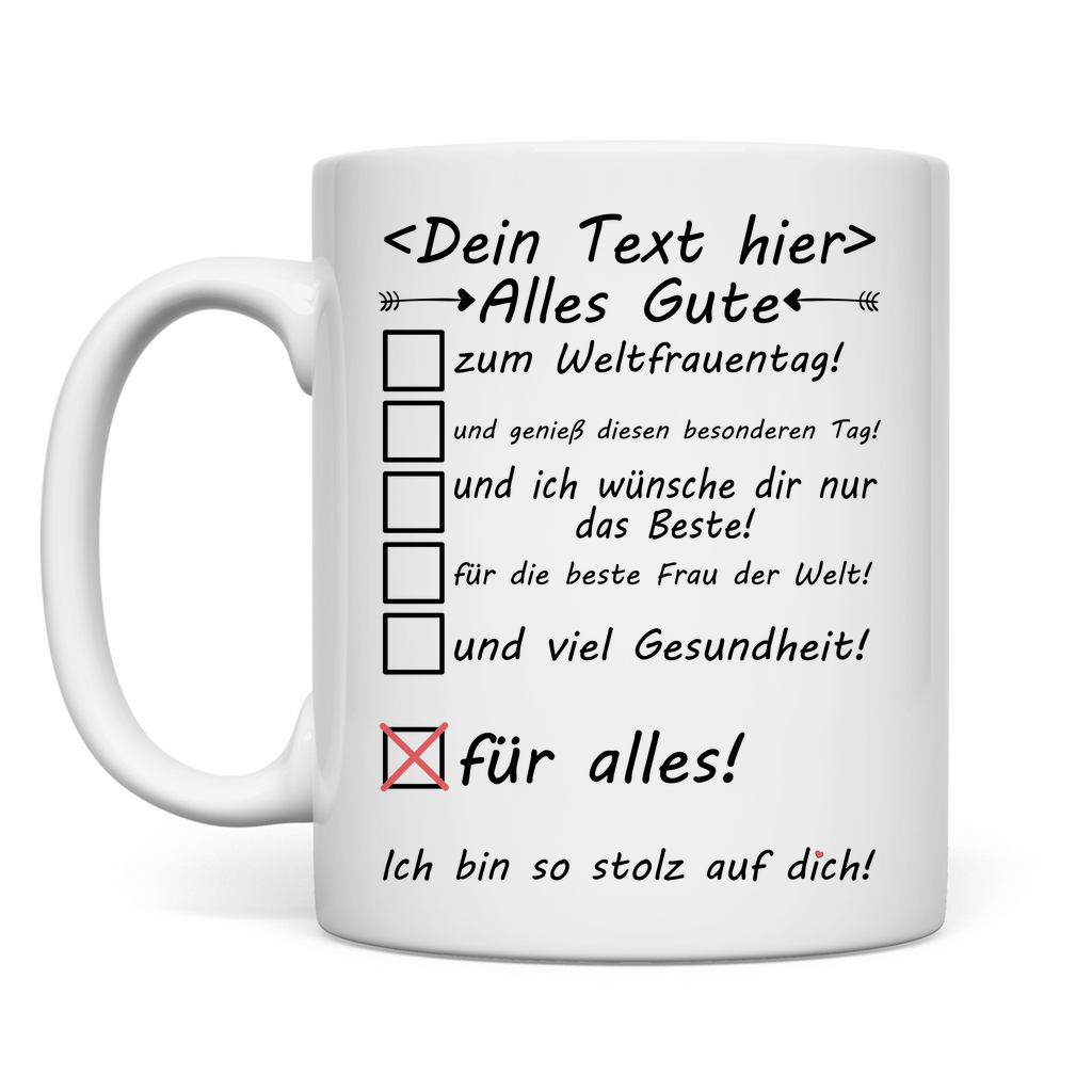 alles gute wünsche  zum weltfrauentag Tasse