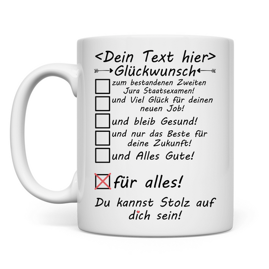 Personalisierte Tasse mit Namen zum 2. Staatsexamen Jura – Geschenk Jurist