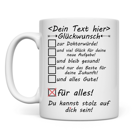 gratulation zur bestandenen Doktorwürde tasse