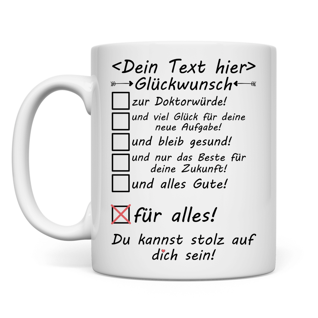 gratulation zur bestandenen Doktorwürde tasse